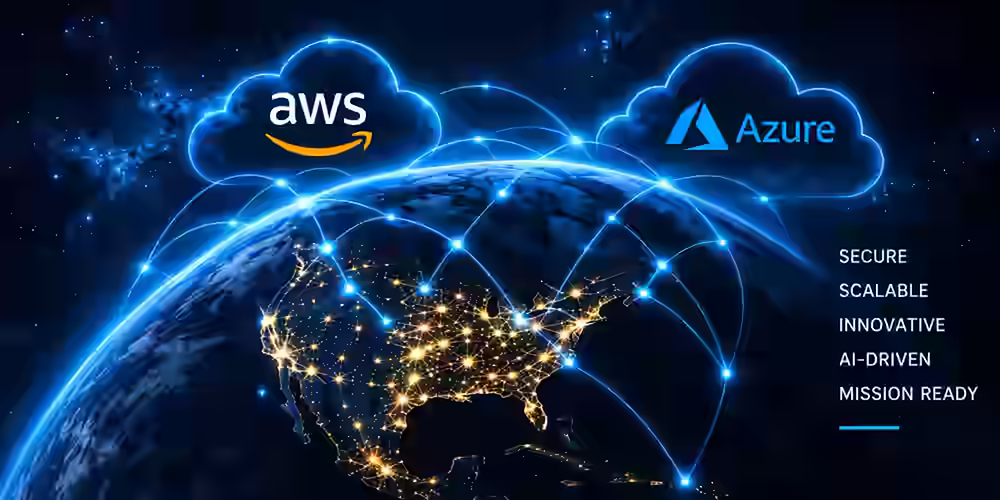 AWS and Azure cloud architecture over Earth